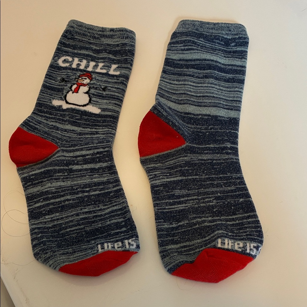 Chill Snowman Blue and Red Socks
